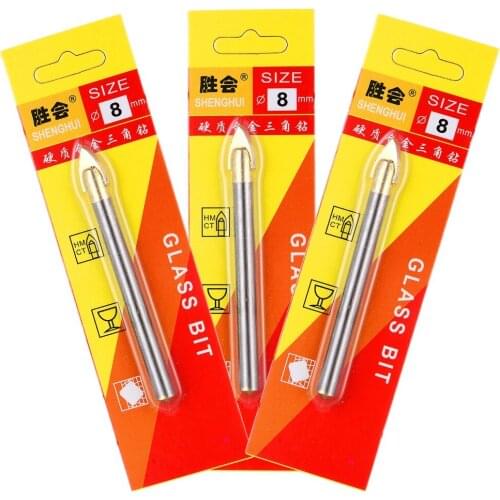 5pcs 8mm Alloy triangle drill/Tile/Glass//MirrorDrill BitsTungstenCarbide GlassDrill BitsTitanium Coated Power Tools Accessori