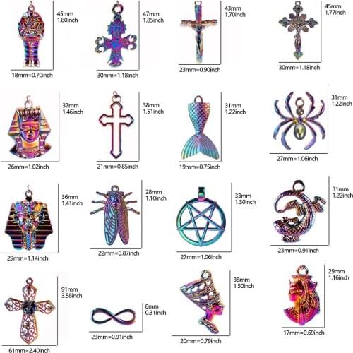 5Pcs/Lot Rainbow Color Mermaid Cacida Cross Spider Hat Charms Diy Pendant Women Keychain Earrings Jewelry Wholesale