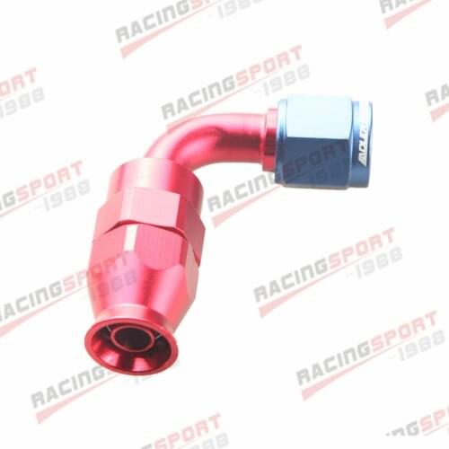 6AN AN6 AN-6 90 Degree Reusable Swivel PTFE Hose End Fitting Adapter Red/Blue