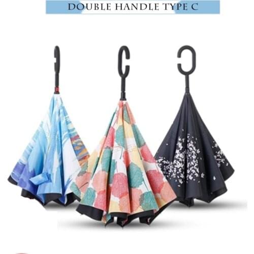 Large Umbrella Reverse Folding Umbrella Rain Women Art Double Layer Inverted Unbrella Corporation Gift Men Cute Van Gogh Paraplu