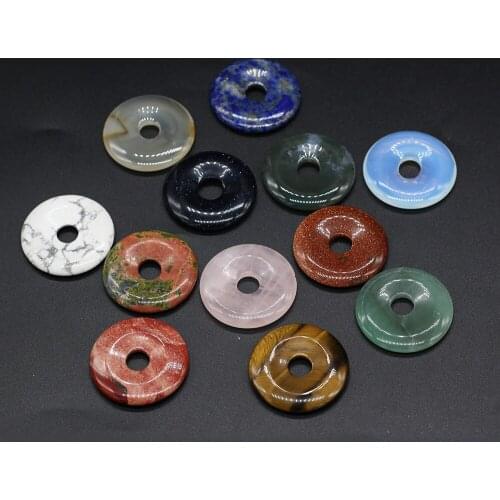 Natural Stone Big Hole Beads Lapis Lazuli Tiger Eye Opal Charms Pendant for Jewelry Making DIY Necklace Earring Accessories Gift