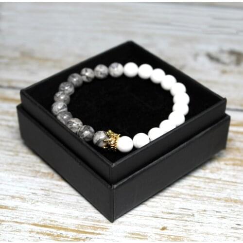 Natural stone Beads Crown Bracelet Men Bracelets For Women Pulseras Hombre Man bransoletki Mens Jewellery Armband Bracciale