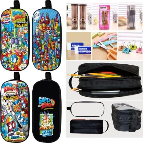 Super Zings Pencil Case Boy Girl Pen Bag Kids Stationery Bag Child Cartoon Superzings School Pen Case Double Layer Pencil Box