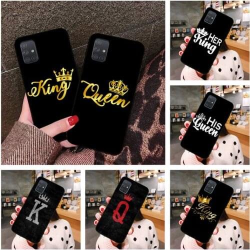 Crown QUEEN & KING Couples Phone Case For Samsung Galaxy A52 A21S A02S A12 A31 A81 A10 A30 A40 A50 A70 A80 A71 A51 5G