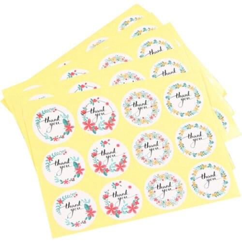 1200pcs/lot 'Thank You' Colored Garland Kraft Paper Sealing DIY Decorative Sticker Craft Stickers Scrapbooking Wholesales