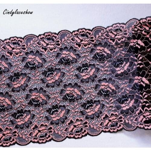 23.6cm Wide Double Color Stretch Lace Trim Underwear Bra Ribbon Sewing Elastic Lace Fabrics Garment Clothes Lace Accessories DIY