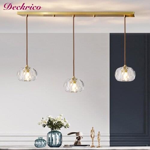 Crystal Copper Fixture Dining Chandelier New Modern Minimalist Designer Room Lamp Dining Table Bar Coffee Shop Lamp Pendant