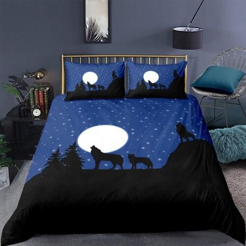 3D Design Duvet Cover Sets Bedding Sets Quilt Covers Pillow Cases King Queen Full Double Size Animal Wolf Design Home Texitle