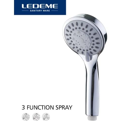 LEDEME Shower Head Bathroom Accessories Three Function Shower Nozzle ABS Material Water Saving Chrome Hand Shower Head L06