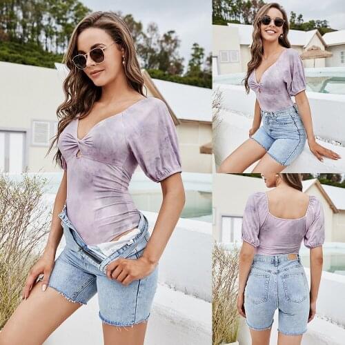 Fashion Sexy Women Bodysuit Body Playsuit Jumpsuit Bodycon Romper Underwear Overealls Summer Top Clothes Short Sleeve Tie Dye