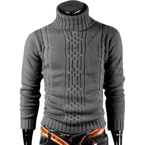 Winter Warm Turtleneck Sweater Men Vintage Homme Casual Pullovers Male Outwear Slim Knitted Sweater Solid Jumper