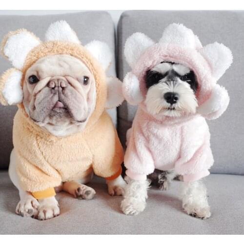 Soft Dog Clothes Fleece Puppy French Bulldog Chihuahua Clothing Winter Coat Jumpsuit Costume Hooded Pajamas for Small Medium Dog