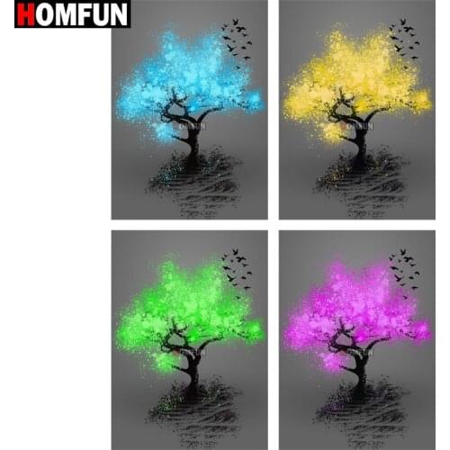 HOMFUN Full Square/Round Drill 5D DIY Diamond Painting "Kleur Boom" Embroidery Cross Stitch 5D Home Decor Gift