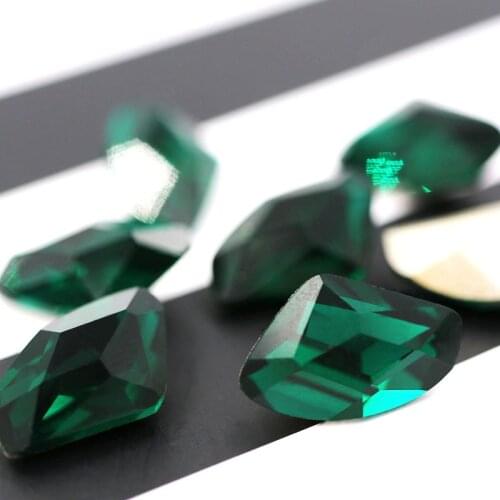 New 9x14mm K9 pointback glass rhinestones Malachite green crystal shell shape glue on rhinestones for clothing Accessories