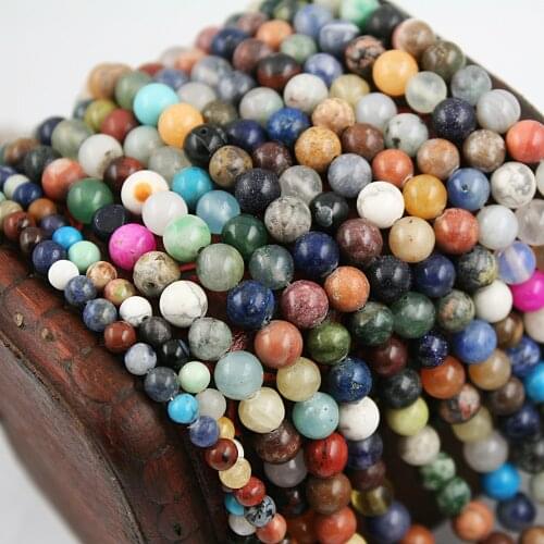 New Arrival! Natural Colorful Mixed Stone Round Beads Wholesale Drop Shipping 4/6/8MM Natural Stone Beads for DIY Jewelry