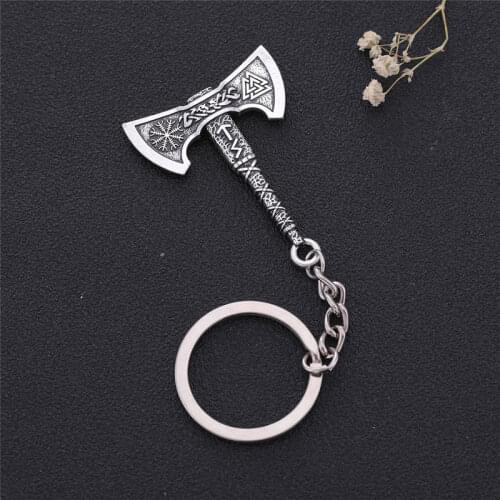 New Arrived Women Men Viking Style Key Chain Fashion Axe Shape Valknut Special Rope Knot And Nordic Totem Pattern Dropshipping