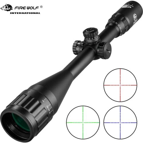 Fire Wolf 6-24x50 Hunting tactical optics cross red light rifle scope Green Red Illuminated Turret lock sniper airsoft air sight
