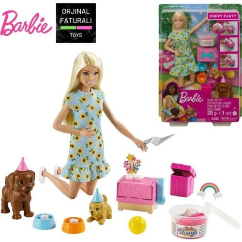 Original Barbie Doll And Dog Party Play Set Ideal For Girls Gxv75 Birthday Girl Child Gift Toys