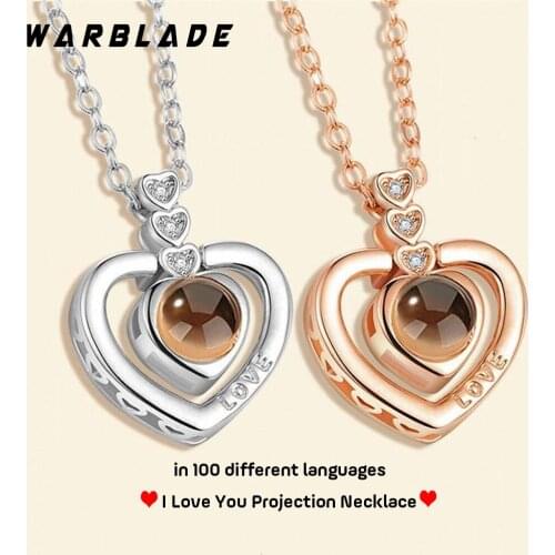 New Rose Gold Silver Love Memory Wedding Necklace 100 languages I love you Projection Pendant Necklace Drop Shipping 2019