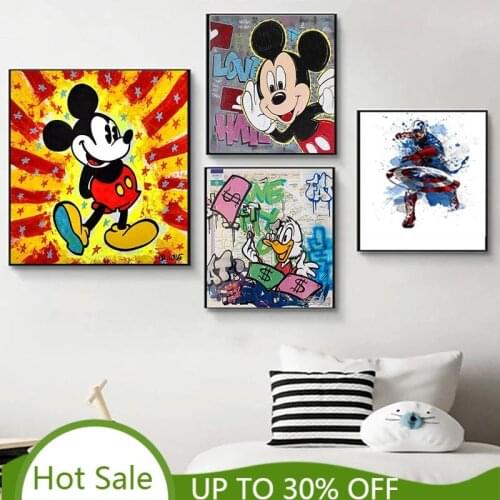 Disney Anime Mickey Mouse and Donald Duck Canvas Painting Posters and Prints Wall Art Pictures for Living Room Home Decoration