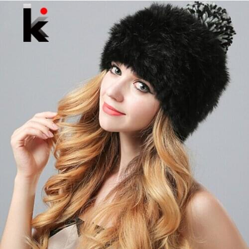 Nature Rex Rabbit Fur Hat Vogue Cap Female Knitted Real Fur Beanie Winter Caps Cute Hats For Women Free Shoping