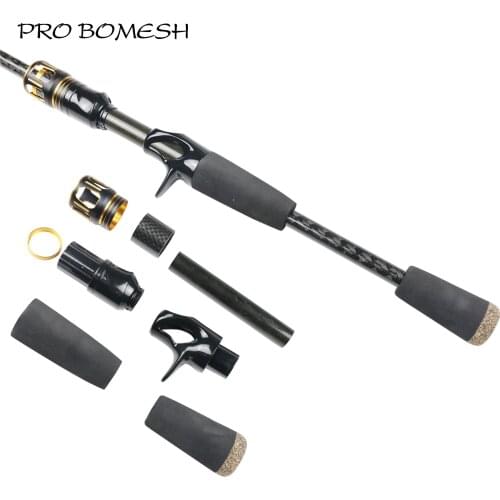Pro Bomesh 1Set Aluminum Locking Nut +3K Carbon Tube Spinning Casting EVA Handle Kit DIY Fishing Rod Pole Accessory Repair Rod