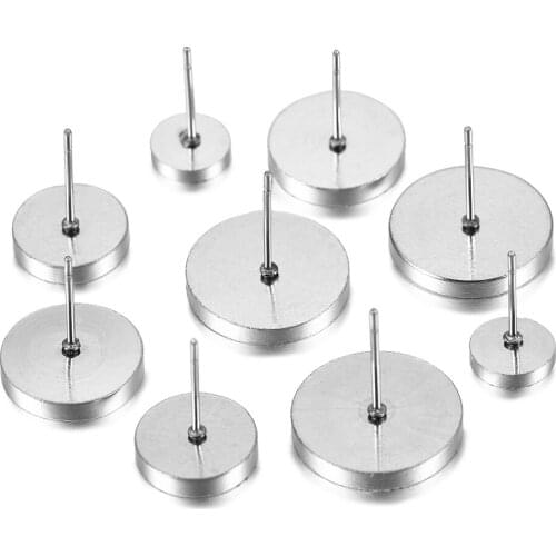 10Pcs/lot 6-14mm Thicken Stainless Steel Earring Studs Earrings Blank Base For Jewelry Making DIY Earrings Supplies Wholesale