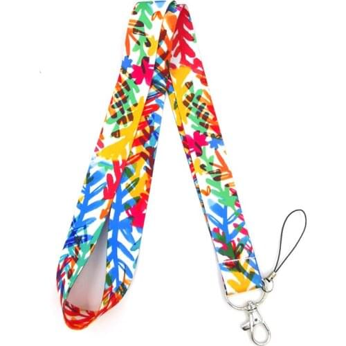 Colorful leaves Neck Strap Lanyards ID badge card holder keychain Mobile Phone Strap Gift Ribbon webbing necklace