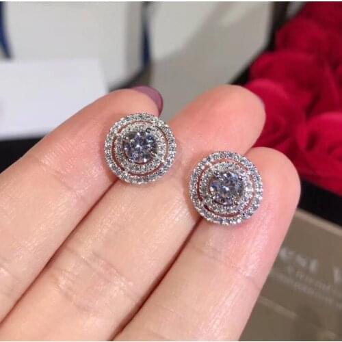 Romantic CZ crystal spiral earrings charm hollow double circle earrings New Fashion round Rhinestone Earring silver 925 jewelry