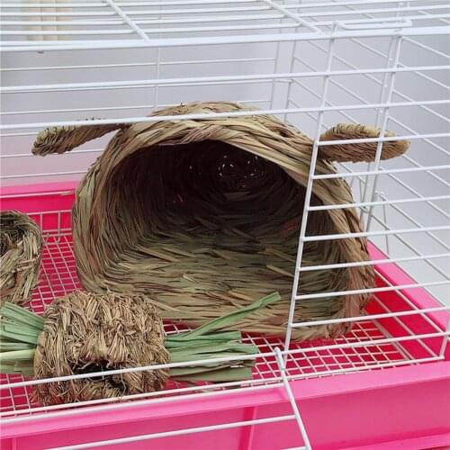 Handcraft Woven Grass Hamster Nest Small 1PC Pet Rabbit Hamster Cage House Chew Toys Foldable Pig Rat Hedgehogs Chinchilla Bed