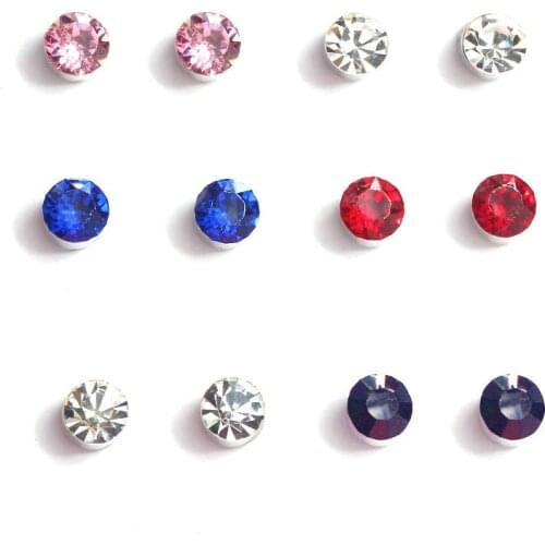 1 Pair Korean Male Crystal Magnet Ear Clip on Earrings for Women Men Multi Color Cuff Earrings Clips or Ears Without Puncture