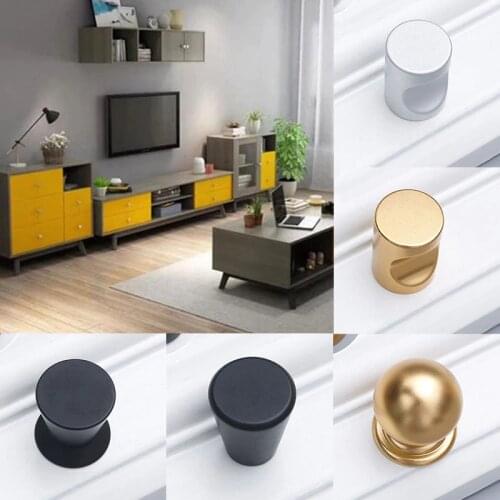 Modern Single Hole Knob Space Aluminum Knobs Hardware Wardrobe Cupboard Drawer Handles Solid Kitchen Cabinet Furniture Pulls