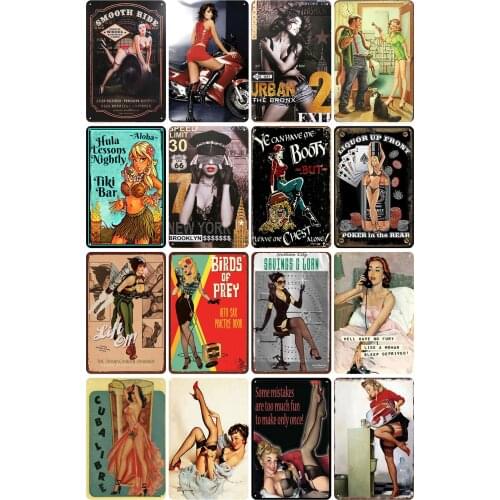 Vintage Metal Poster of Hell Have No Fury Like A Woman Sleep Deprived Beutiful Fashion Lady for Bar Decoration Gamer Room Decor