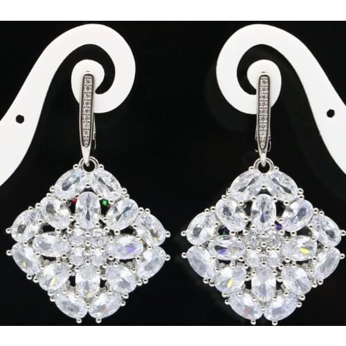 41x27mm Anniversary Jewelry Set Created Red Blood Ruby Smoky Topaz For Ladies Present Daily Wear Silver Earrings Pendant