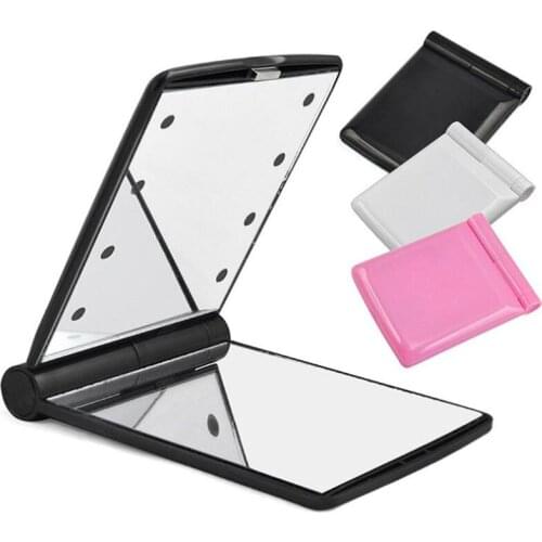Makeup Mirror With Led Light 8 Lights Lamps Folding Portable Compact Pocket Mirror Make up Tools Makeup Mirror