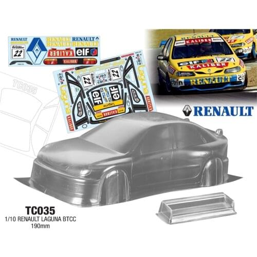 1/10 Renault Luguna BTCC Clear Body + Logo Decals Sticker + Tail Wing Sets For 1:10 Radio Control Toys Cars Diy Part