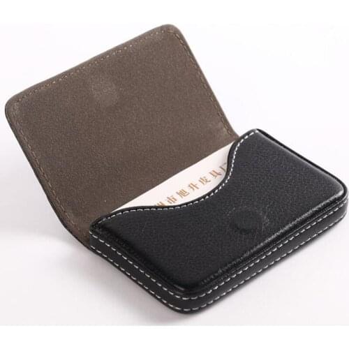 1PC Business Card ID Case Holder PU High Quality Waterproof Solidcolor Business Card Bag Magnetic Button Design