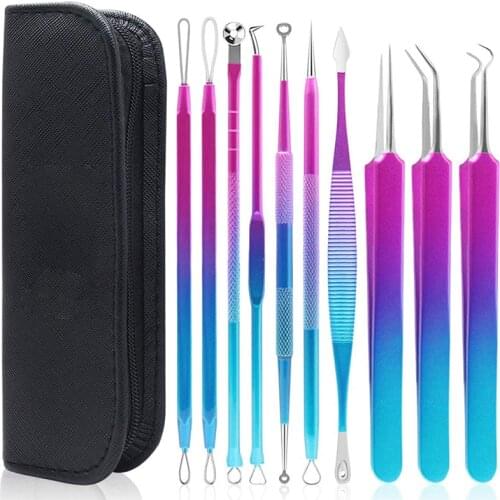 10pcs Acne Removal Tool Kit Pro Beauty Blackhead Remover Face Pimple Needle Clip Acne Removal Toolx Kit Tweezers Skin Care Tools