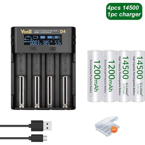 18650 Charger for 18650 14500 3.7v AA Battery+14500 battery 3.7V 14500 aa rechargeable batteries lithium batteries