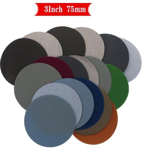 3 Inch 75mm RIKEN Silicon Carbide Hook&Loop Flocking Waterproof Sanding Discs for Wet/Dry Sanding Round Self-adhesive Sandpaper