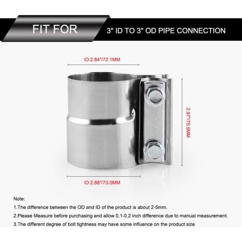 3 Inch Lap Joint Exhaust Band Clamp 304 Stainless Steel for OD to ID Pipes