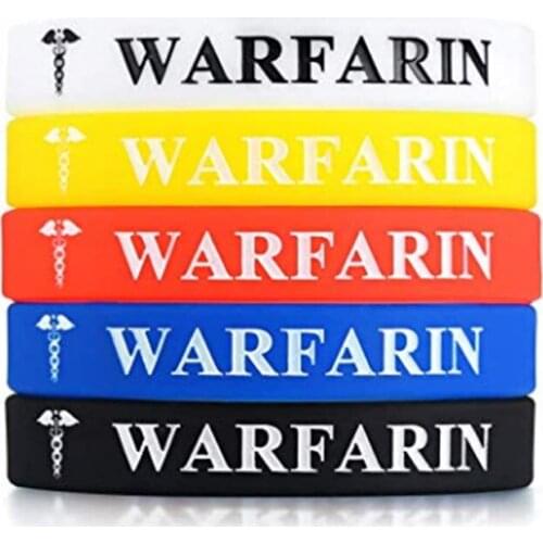 50pcs Warfarin Allergy wristbands Medical alert awareness Silicone Bracelet Wristbands