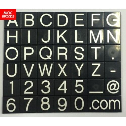 50pcs/lot Mix Letter Twenty-six Characters of the English Alphabet tile 1x1 Punctuation Mark Building BlocksToys Kids Xmas Gift