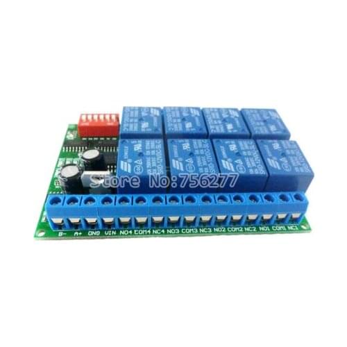 8 Channel RS485 Relay Module DC12V Modbus RTU 485 Remote Control Switch for PLC PTZ Camera Security Monitoring