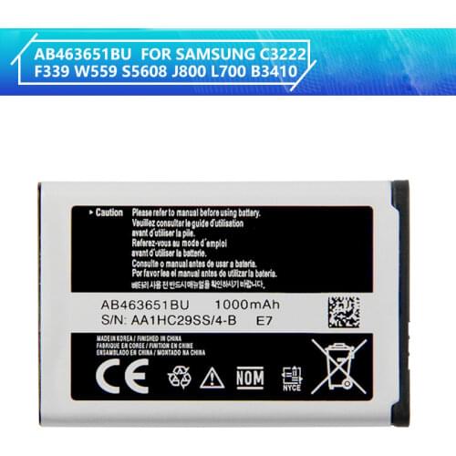 SAMSUNG Original Battery AB463651BC AB463651BE AB463651BU For Samsung W559 S5620 S5630C C3200 F339 S5296 C3322 GT-C3530 GT-S5610