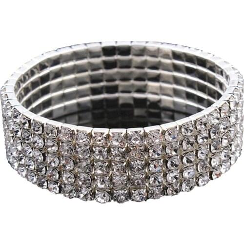 Bling Rhinestone Inlaid Bracelet Women Elastic Bangles For Women pulseira Modern Jewelry Birthday Gift Accesorios