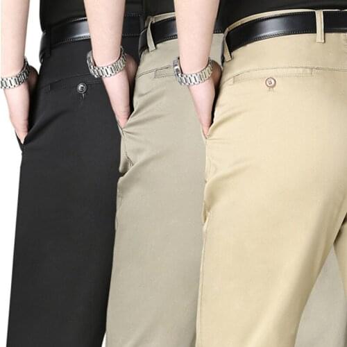 Summer Mens Business Pants High Quality Cotton Thin Casual Trousers Anti Wrinkle Smooth Male Classic Straight Formal Suit Pants