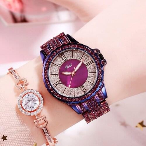 Purple Women Watch Steel Korean Fashion Casual Ladies Watch Waterproof Quartz Watch Luxury Brand Wristwatch Bling Watches