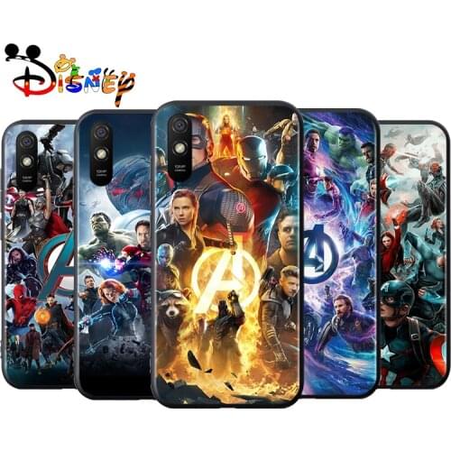 Marvel Avengers hero for Xiaomi Redmi 10X Pro 9C 9A 9T 9 GO K40 K30 Ultra K20 8 7 S2 6 5 4X Pro Soft Black Phone Case