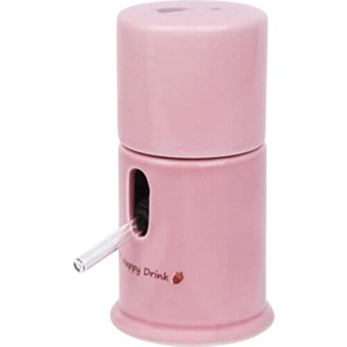 Pet Dispenser Base Ceramics Small Animal Hamster Water Feeder Bottle Holder(Pink)